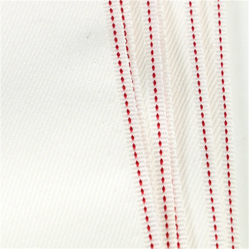 Factory  customized 20 OZ thickening type 100% cotton red trim  jean fabric for high fashion clothing