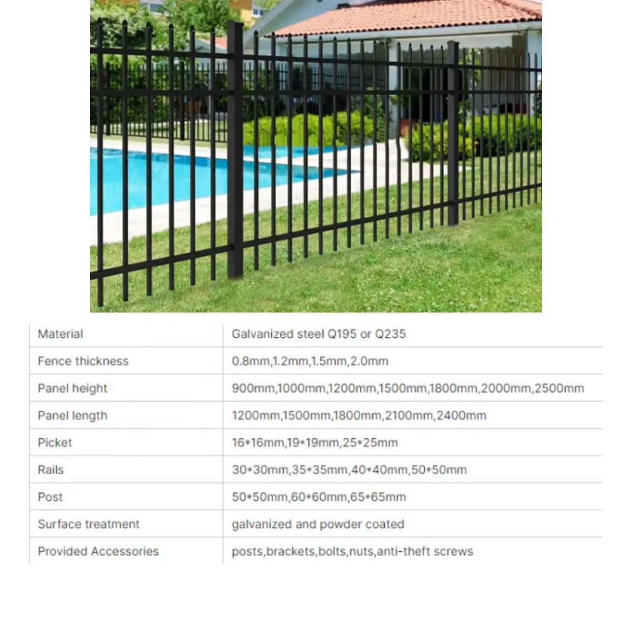Easy Assembly  Powder Coated Black  Wrought Iron Garden Fence Gate for House Privacy