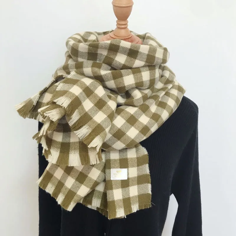 Plaid Delicate Winter Scarf Faux Cashmere Thermal Scarf Wholesale High Quality Soft Scarves For Women