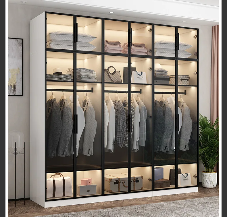 Aluminum sliding glass door wardrobe walk in closet cabinet bedroom custom wardrobe closet Bedroom Closet Door