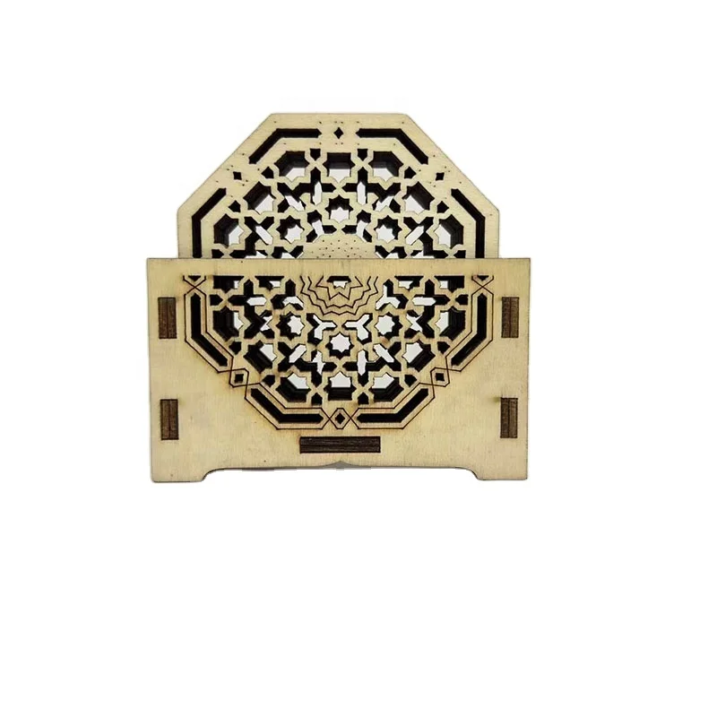 Factory Direct Selling 8-Piece Set Of Wooden Blank Hollow Carved Drink Coasters Wooden Table Top Decor