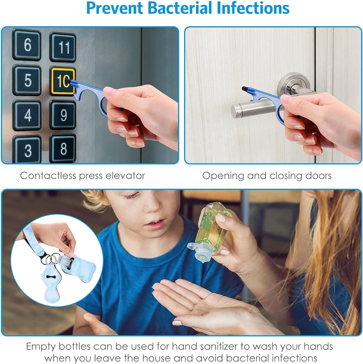 Wholesale 10pcs Set Self Defense Keychain Set Bulk Tools Gadgets Accessories Plastic Spray Shell Self Defense Keychain for Women