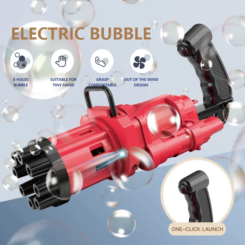 8-Hole Huge Automatic Bubble Gatling Gun Toys Summer Outdoor Electric Soap Blower Machine For KidsBub