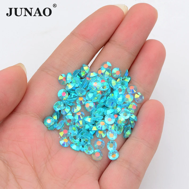 JUNAO Top Selling 2mm-6mm Transparent Siam AB Diamond Strass Non Hotfix Resin Jelly Rhinestones For DIY Crafts
