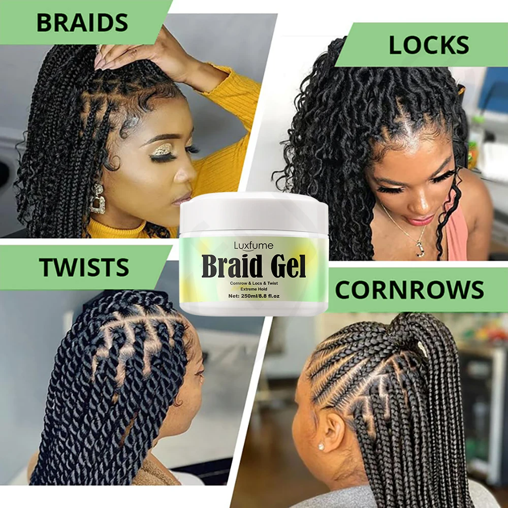 Luxfume Private Label Braid Gel Moisturizing Super Strong Setting Anti-itch Cooling Scalp Type For Twist Hair Styling