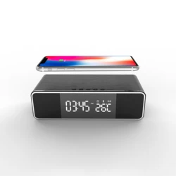 Best gift promotional desk & table clock digital clock wireless charger Phone 5W 10W QI wireless charging wooden LED alarm clock