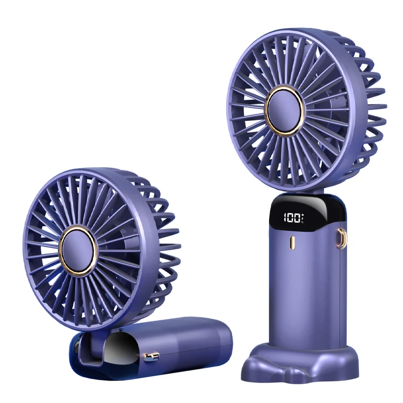 Portable Electric Fan with Smart Led Digital Display Usb Rechargeable Mini Handheld Fans 5 Speed Adjustable Personal Fan