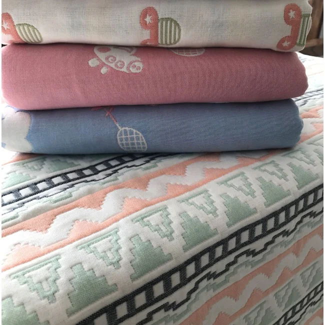 wholesale price muslin fabric animal bath towel 100 cotton 6 layers gauze double jacquard baby receiving swaddle blanket