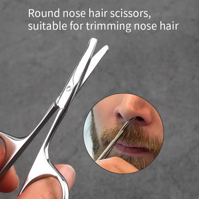 Professional Stainless Steel Pointed and Rounded Tips Paper Beauty Nose Nasal Safety Grooming Scissors