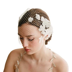 2021 Cheap White Wedding Bridal Birdcage Women Face Veil Fascinator With Hair Comb