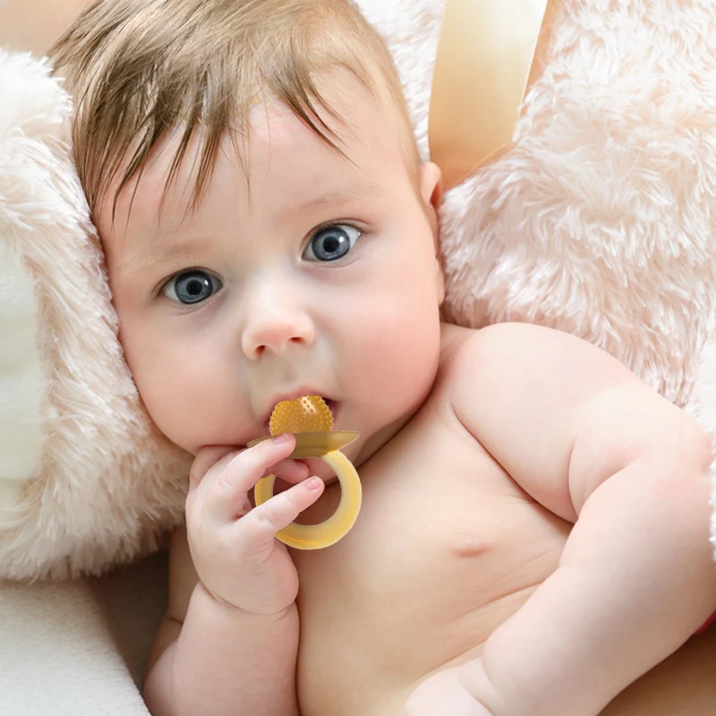 CE liquid silicone infant nipple teether unisex sensory soft ring teething toy fruit shaped fruit teethers for babies