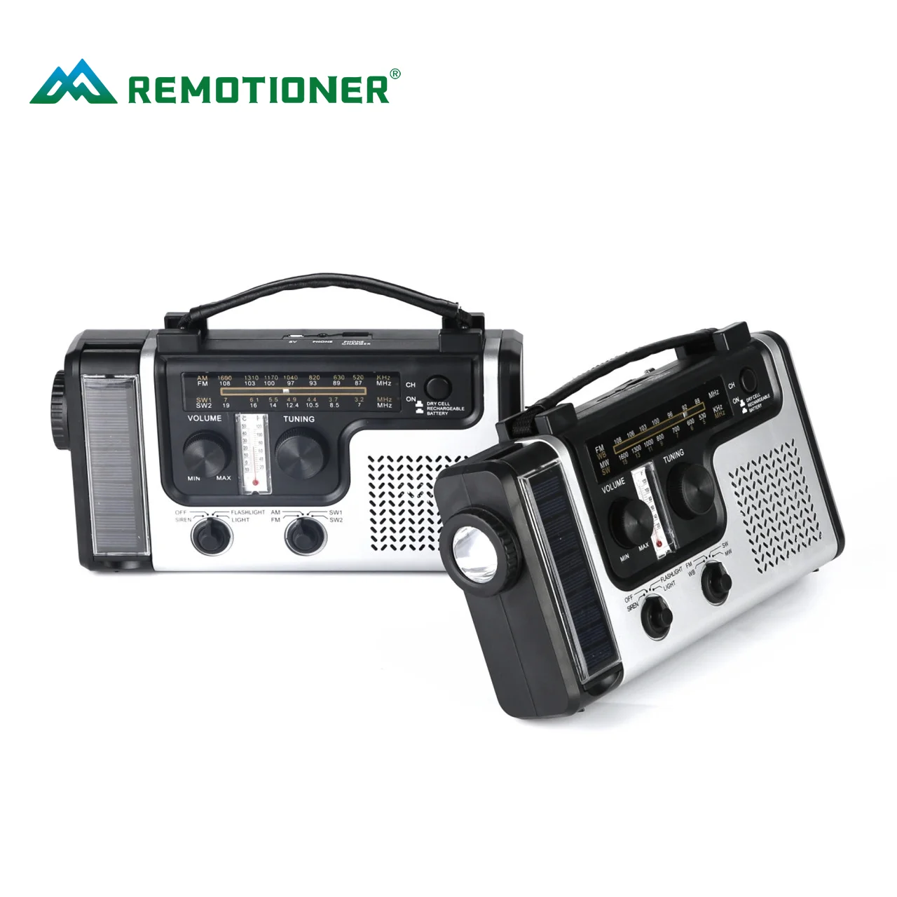 Outdoor Emergency Multi-band AM/FM/SW Hand Crank Rechargeable Radio with LED Reading Light Solar Charging
