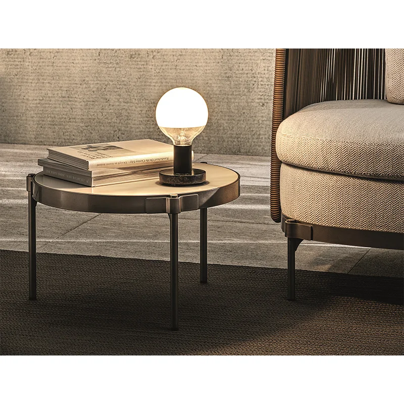 luxury round metal gold living room outdoor indoor nordic wrought iron marble stone coffee table set modern coffee tables