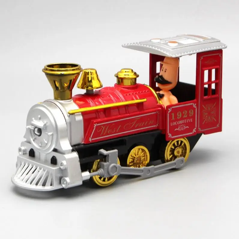 Trump toy Funny Creative Old Steam Locomotive Alloy Model Children Sound Light Resilience Train
