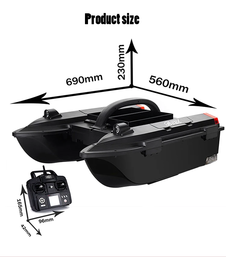 JABO5CG GPS Auto navigation Fish finder, bait boat Auto driving of 500m, 4 bait silos 32 storage points Display in 11 languages