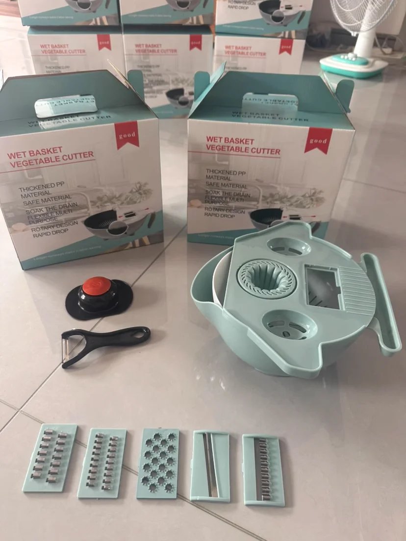 Популярный кухонный многофункциональный измельчитель корзина для слива влажных фруктов лезвие резак ручная 9 в 1 слайсер терка овощей
