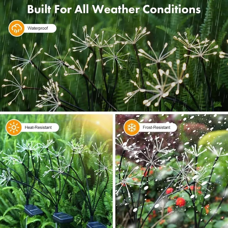 Solar Firefly Garden Lights LED Wind Moving Firefly Swinging Path Lawn Lamp Outdoor IP44 Waterproof LED Fireworks light