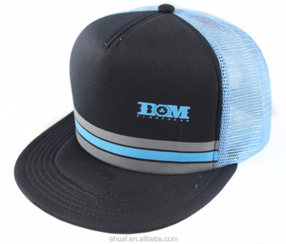 Printed advertising promotional mesh flat bill snap back hat flat brim hip hop custom logo print cap