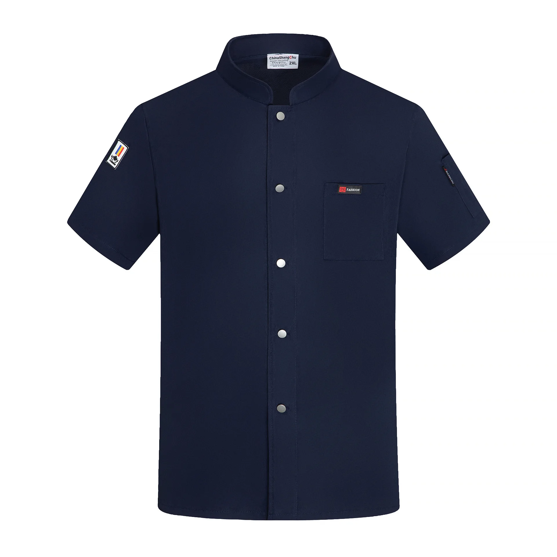 Readymade Wholesale Retail Shirt Cook Uniform Restaurant Coat Tops Chef Uniform Chef with Mesh Woven Short Work Wear Uniform