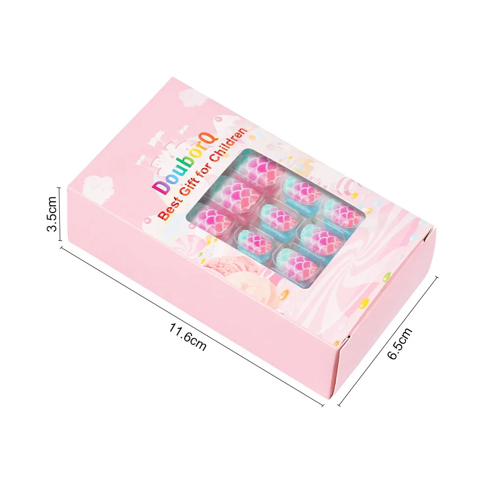 120pcs Cutest designs false nail tip for kids removable safe pre-glued press on nail tips full cover children nail tips square