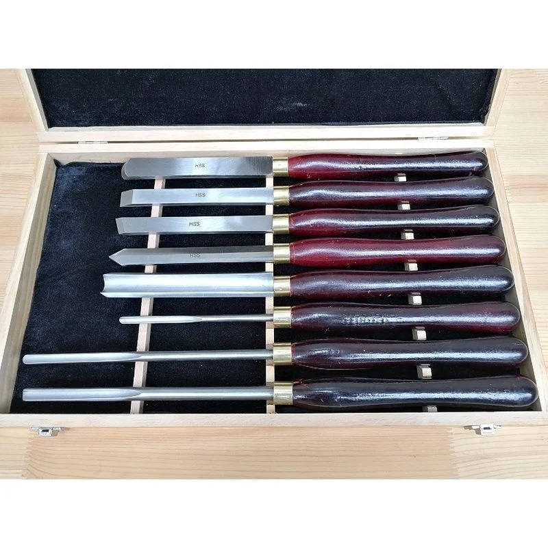 8pcs Black Beech Handle Carving Chisel Wood Turning Lathe Chisel Set