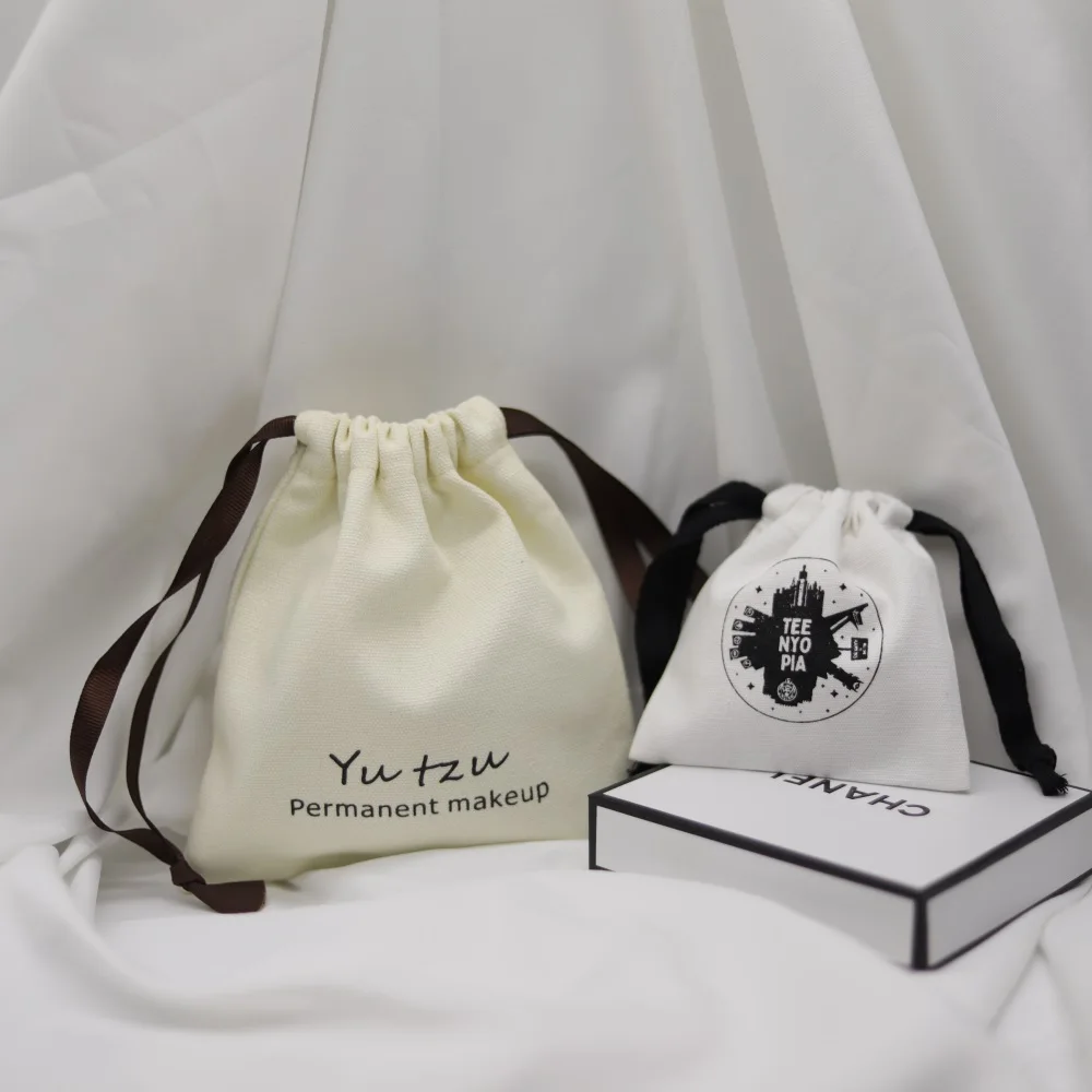 100 MOQ Recycle Linen Muslin 100% Cotton Drawstring Organic Packaging Promotional Gift Bags