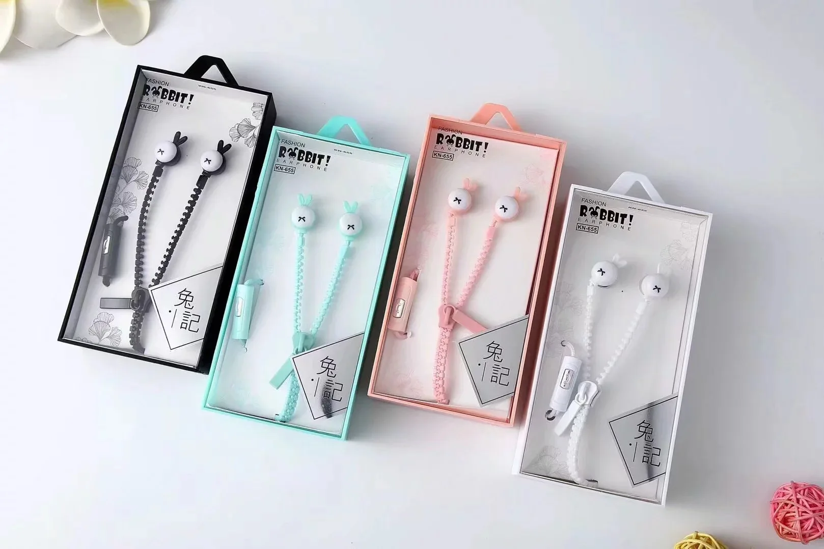 Hands free mobile phone earphone 3.5mm handfree cute rabbit kids phone headset with MIC for phone earphone