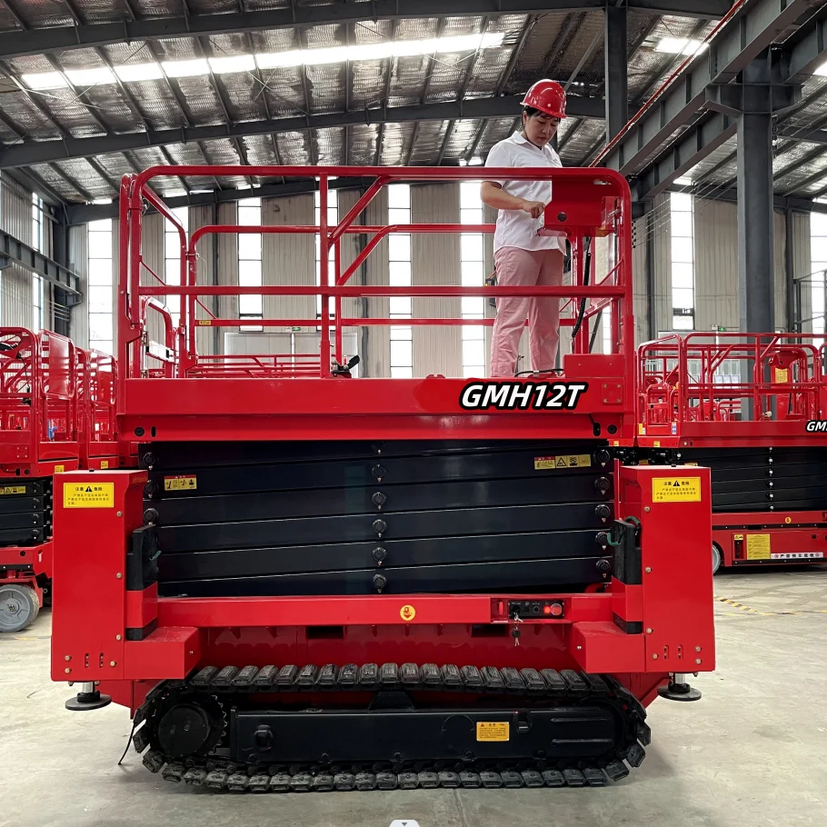 Brand new Model number GMH12T larger caterpillar track Self-propelled Electric Scissor lift and Hydraulic Scissor Lift
