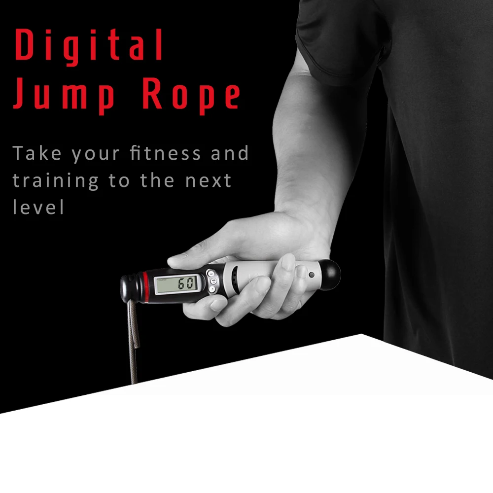 Jump Rope Digital Counter for Indoor/Outdoor Fitness Training Boxing Adjustable Calorie Skipping Rope Workout unisex KYTO2106B