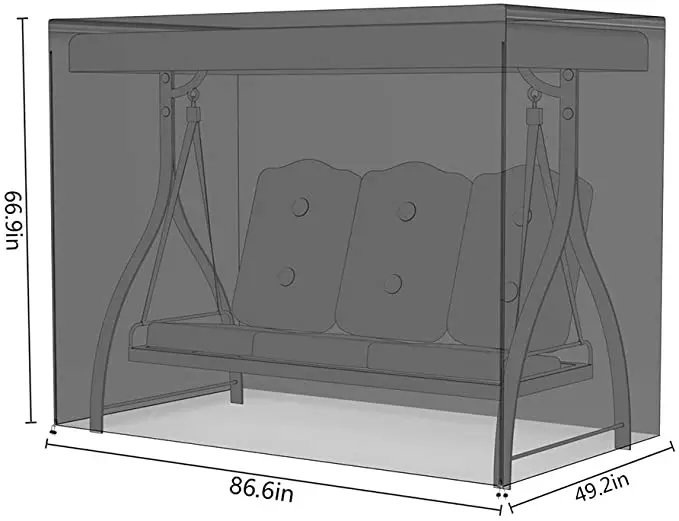 
Patio Outdoor Garden Swing Covers, 3 Seater Waterproof and Weather Protection Durable Porch Swing Covers,Black 