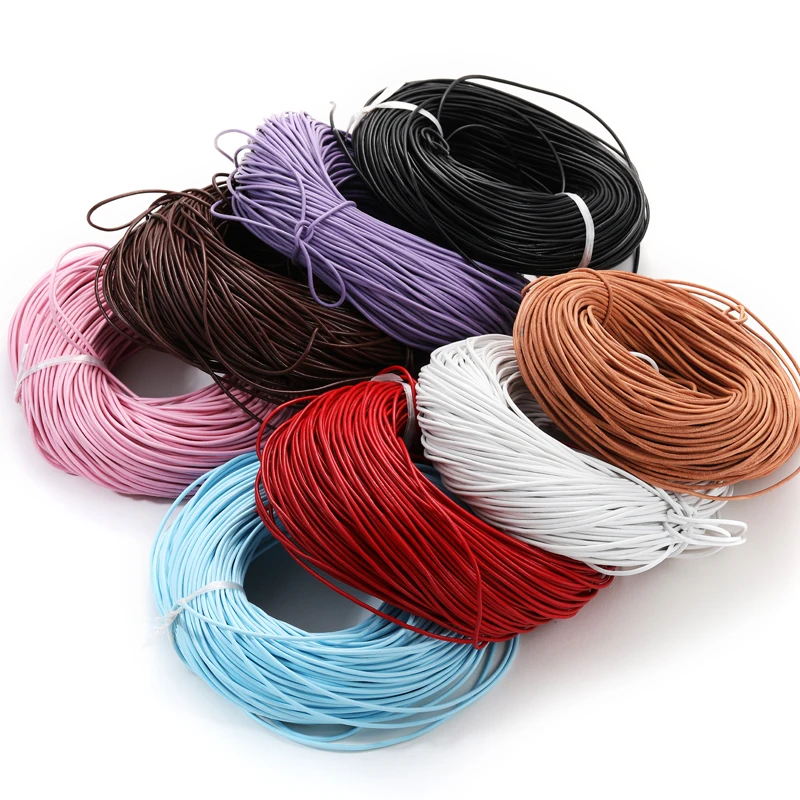 1.5/2mm 2 Meters Colorful circle Soft PU Leather Eco-Friendly Faux Leather Cord String Rope DIY Necklace Bracelet Making V172