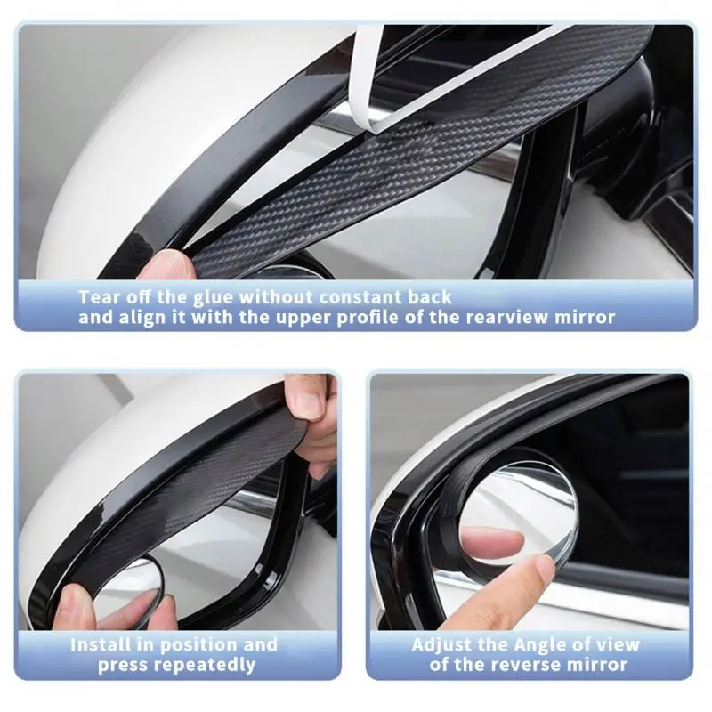 Car Rearview Rain Eyebrow Blind Spot Mirror Small Round Mirror 360 Degrees Wide Angle HD Frameless Parking Auxiliary Mirror Au