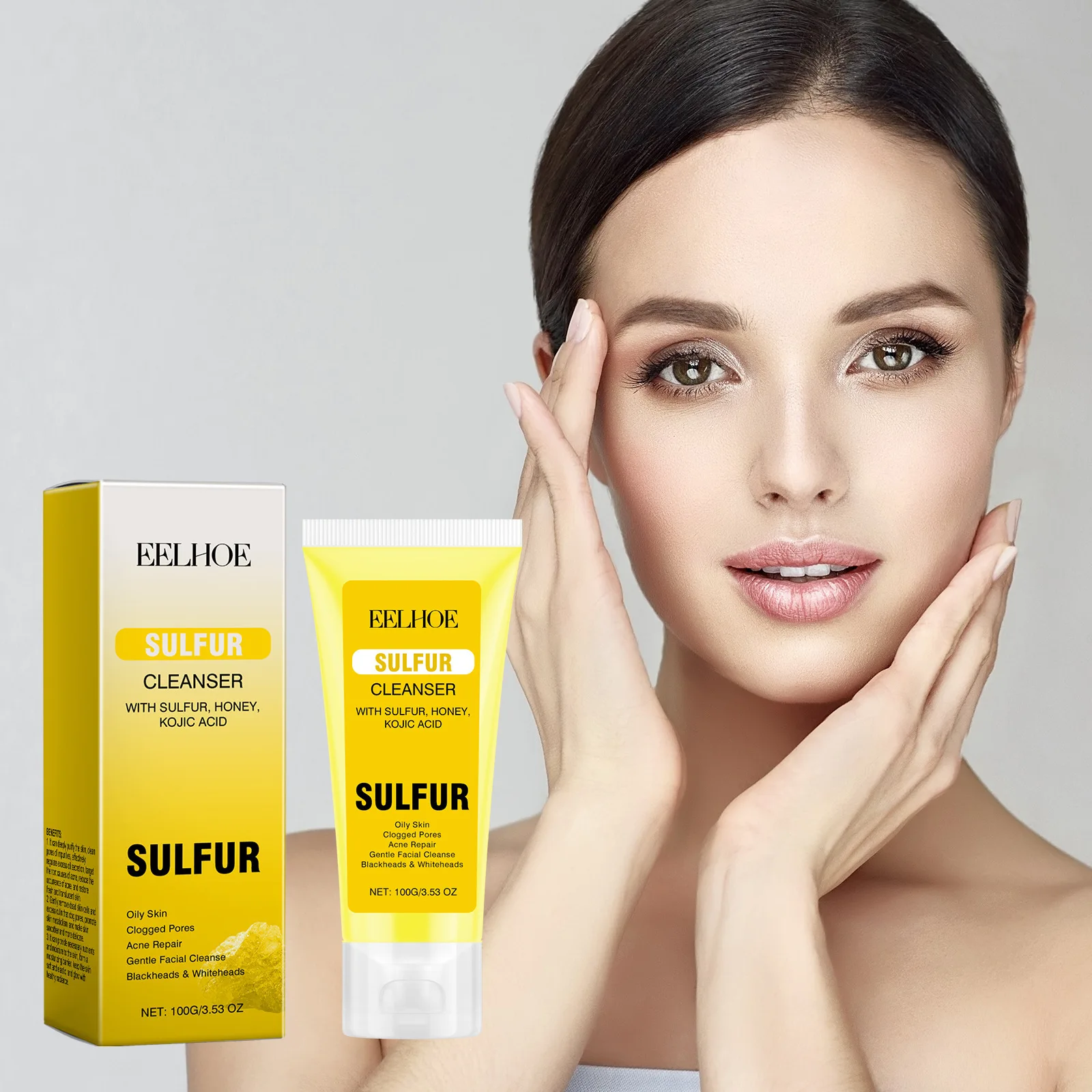 10% Sulfur Face Wash Facial Cleanser with Lemongrass Extract Seborrheic Dermatitis Breakouts Breakouts Relief for