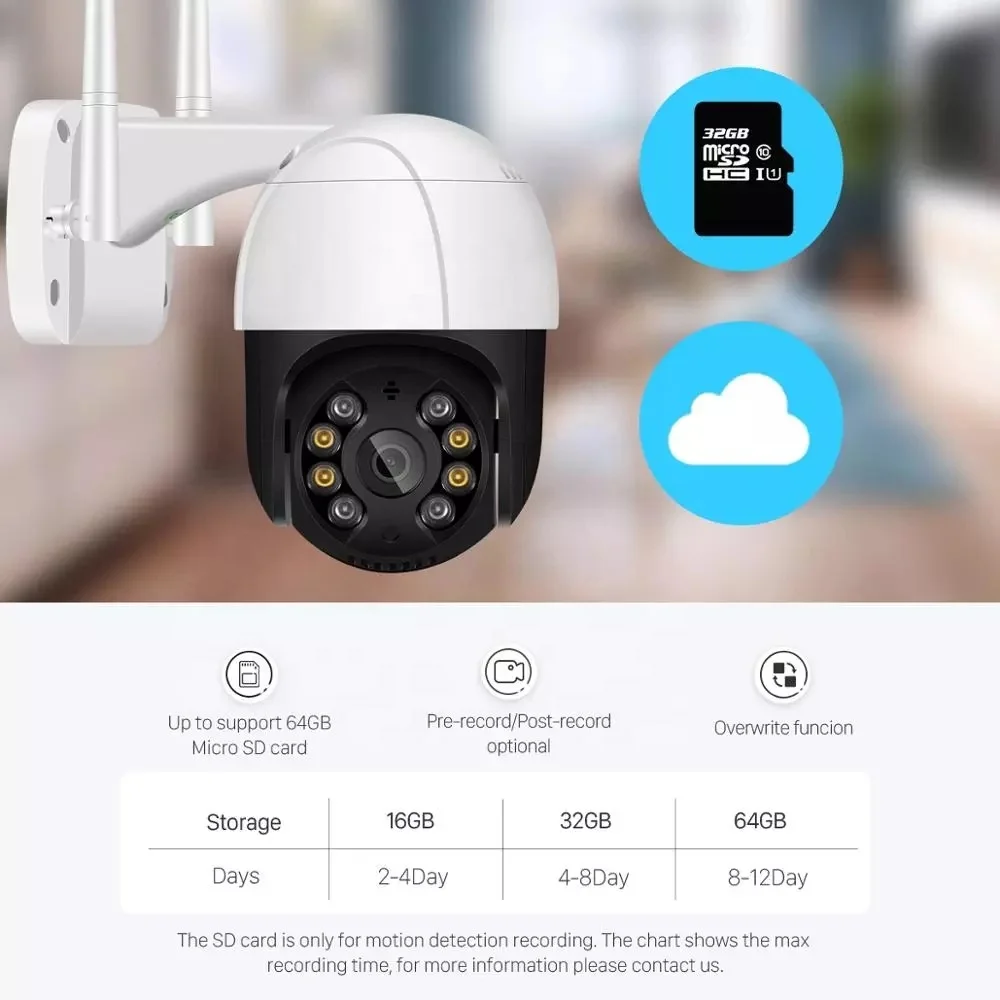 Biumart 1080P PTZ WIFI IP Camera Outdoor 2MP 4X Digital Zoom AI Human Detect P2P Audio Video Wireless Security Network Camera