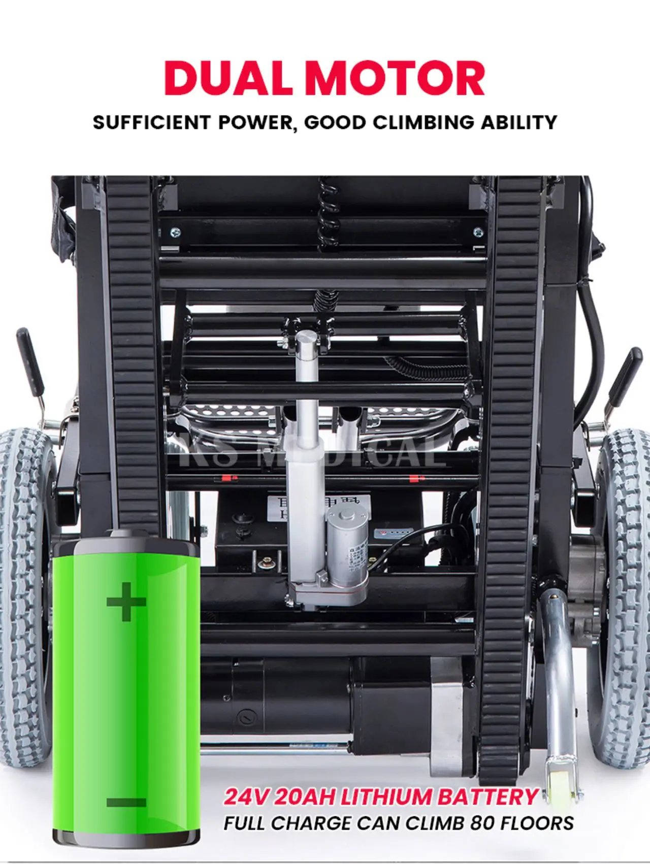 KSM- 302Plus High Quality Stair Climbing Cart Powered and Foldable Hand Trolley to Lift Goods or People Up Stairs