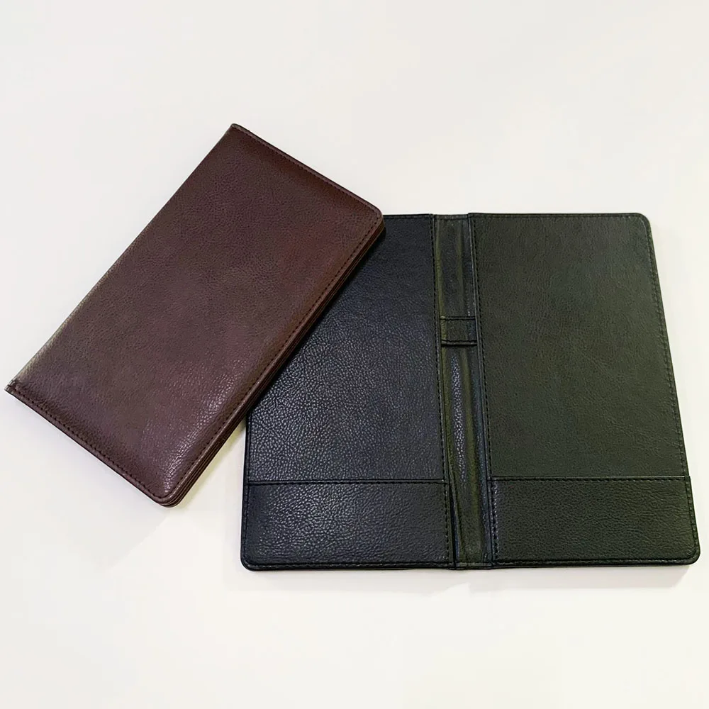 custom design black and brown pu leather restaurant bill folder