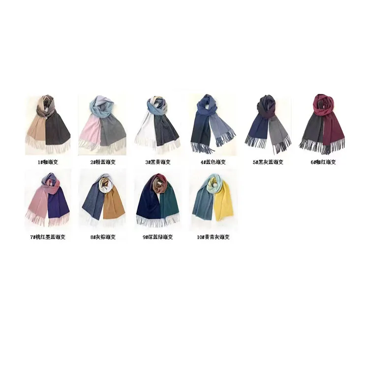 wholesale winter women hijab gradient 100% cashmere muffler scarf shawl designer wool scarf