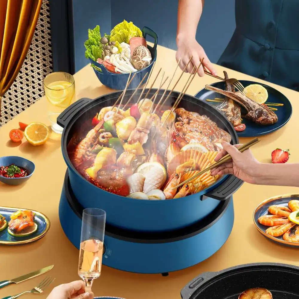 Meishengfa OEM 1350W 4L Multifunctional electric hot pot grill