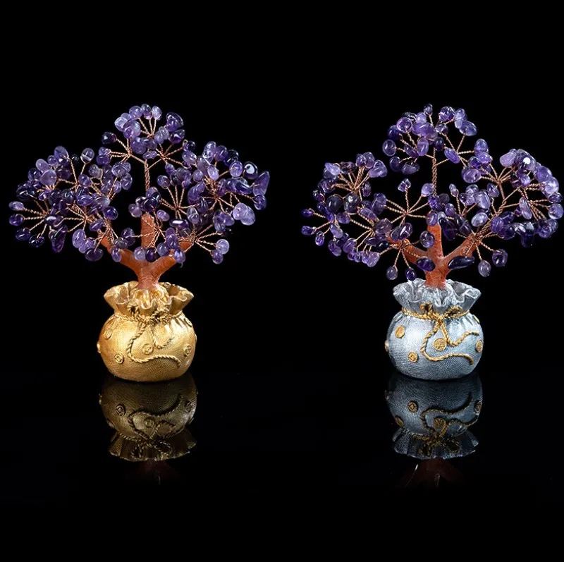 Натуральное Хрустальное дерево, украшение для дома, счастливые деньги на удачу, дерево для подарка, украшение для дома, фэн-шуй