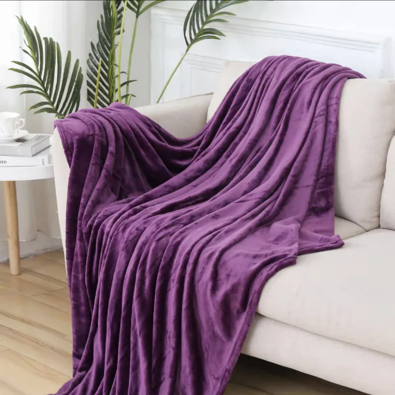 High Quality Super Soft Comfortable Polyester Flannel Blanket Coral Fleece Travel Blanket For Beds Cars