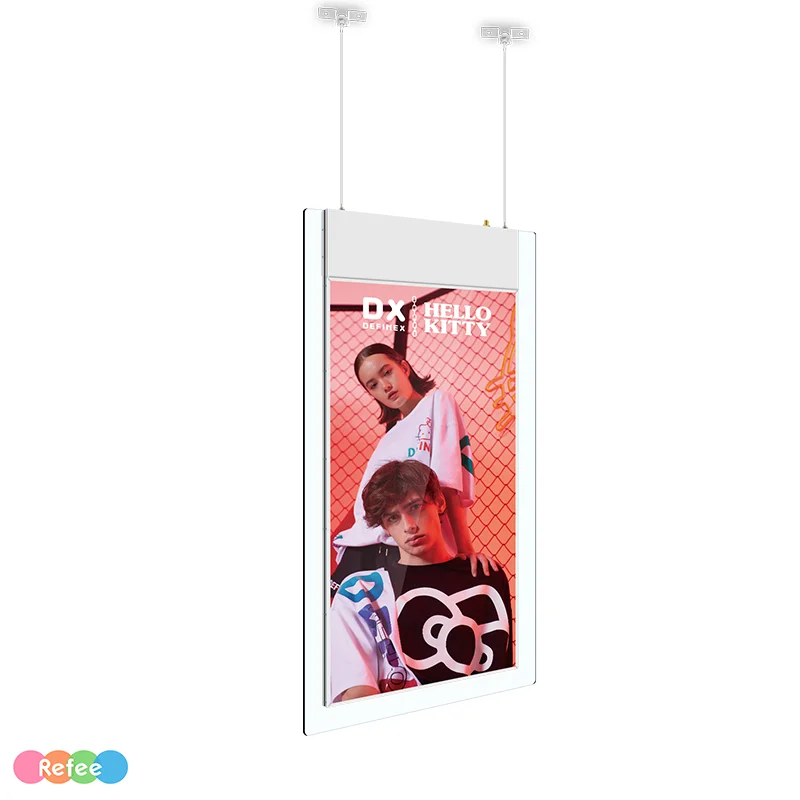 55 Inch Ultra Slim Dual Screen Window Digital Signage Shop Display Wifi LCD Full HD Double Sided Hanging Advertising Screen