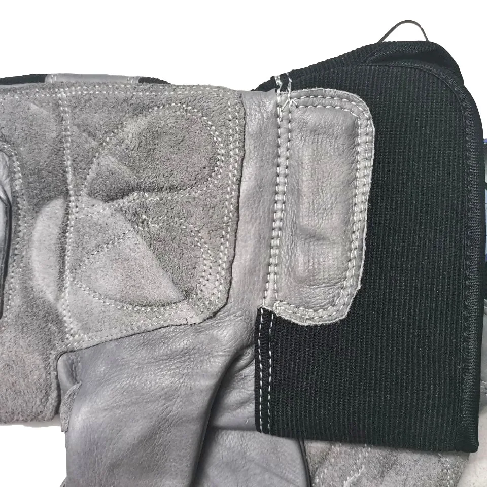 Custom logo design cowhide leather mesh fabric anti-vibration mechanical work Welding safety gloves