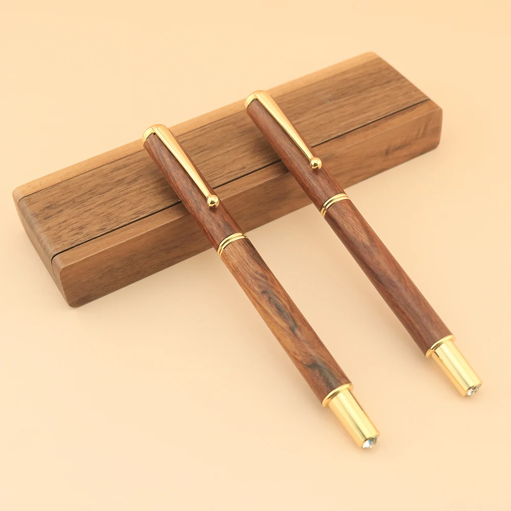 Low moq luxury Wood Pen Mechanism Promotion Wooden Pen diamond wood signature pen