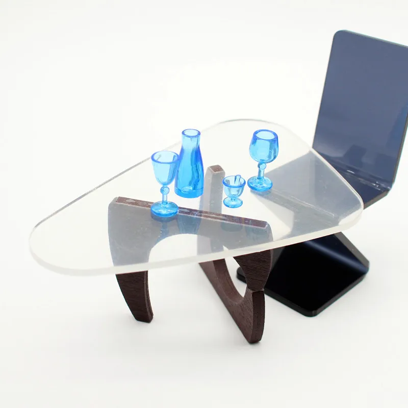 2024 new hot selling Dollhouse simulation acrylic table simple coffee table living room and office model decoration