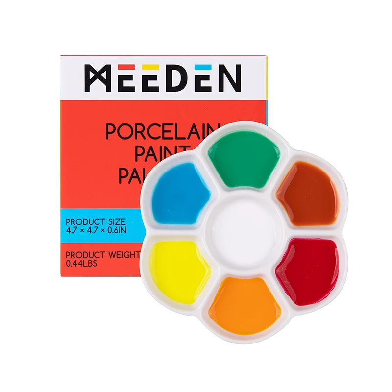 MEEDEN 7-Well студийная фарфоровая Палитра для рисования, лоток для художественного смешивания цветов на 4-3/4 дюймов для рисования акварелью и гуашью