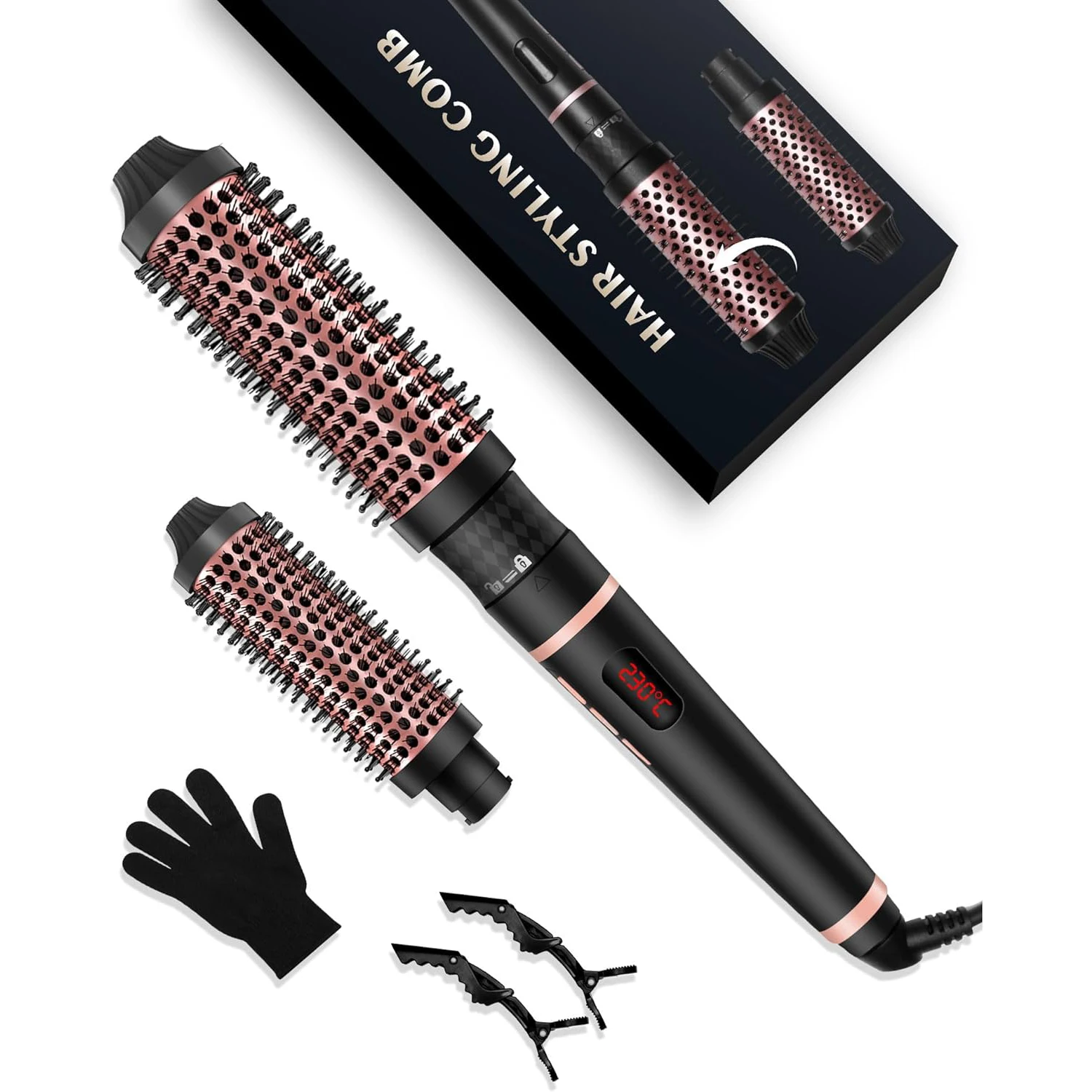 Classic Heat Brush Bristles Hot curler Ions Generator Hair Brush Portable Private label personal use comb tool