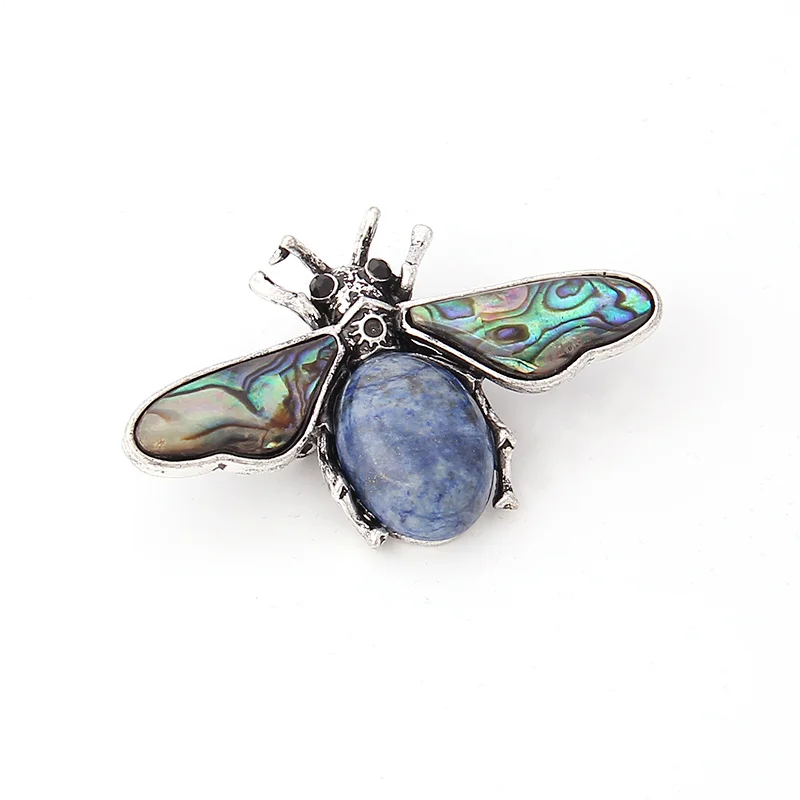 V&R Fashion jewelry custom  silver brooch pin cute insect shape with resin wing vintage design for women bee brooch pin