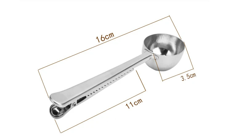WDD542 Home Use Milk Powder Flavoring Measuring Scoop Portable Fruit Spoons Stainless Steel Coffee Sealing Clip Measuring Spoon