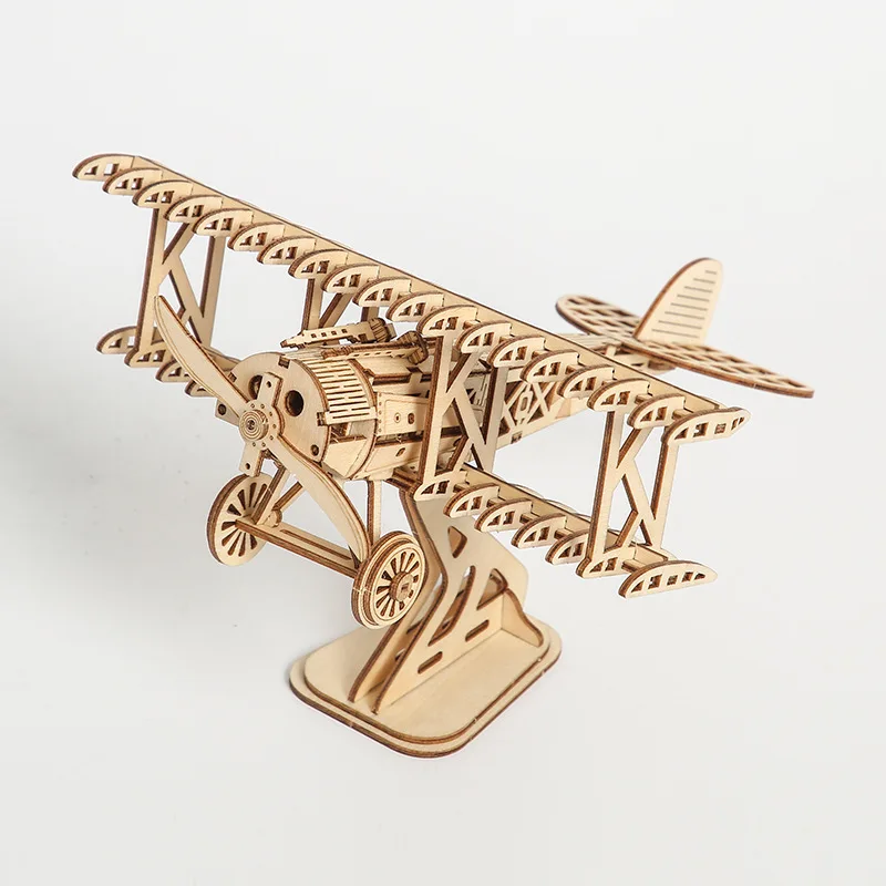 DIY 3D Wood Airplane Handmade Assembly Kit Plane Decoration Set Mechanical Hand Craft Boxed 3D Wooden Puzzle