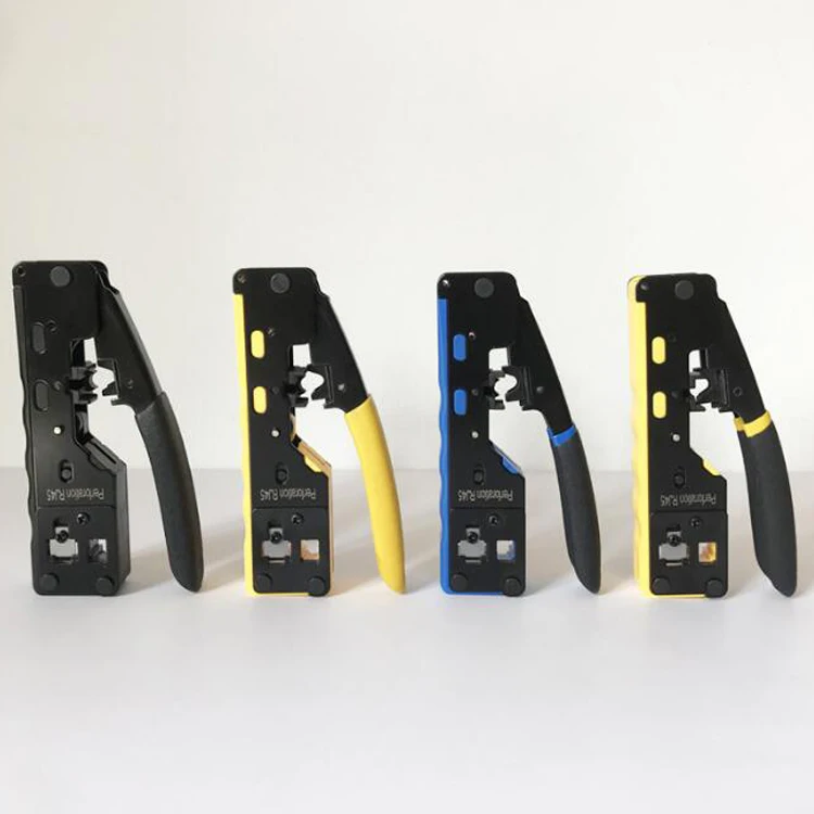 RJ45 Crimp Tool Pass Through Crimper Cutter for Cat6a Cat6 Cat5 Cat5e 8P8C Cat7 Multi Function for RJ11/RJ12 Network Crimp Tool